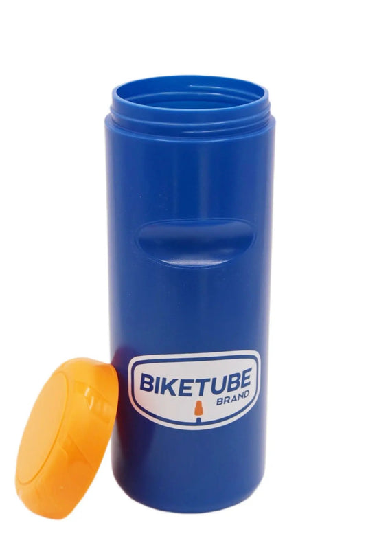 Blue MTB Can O'Tubes 2-Pack storage can with orange cap BikeTube Brand label on Tampa Home & Garden Store