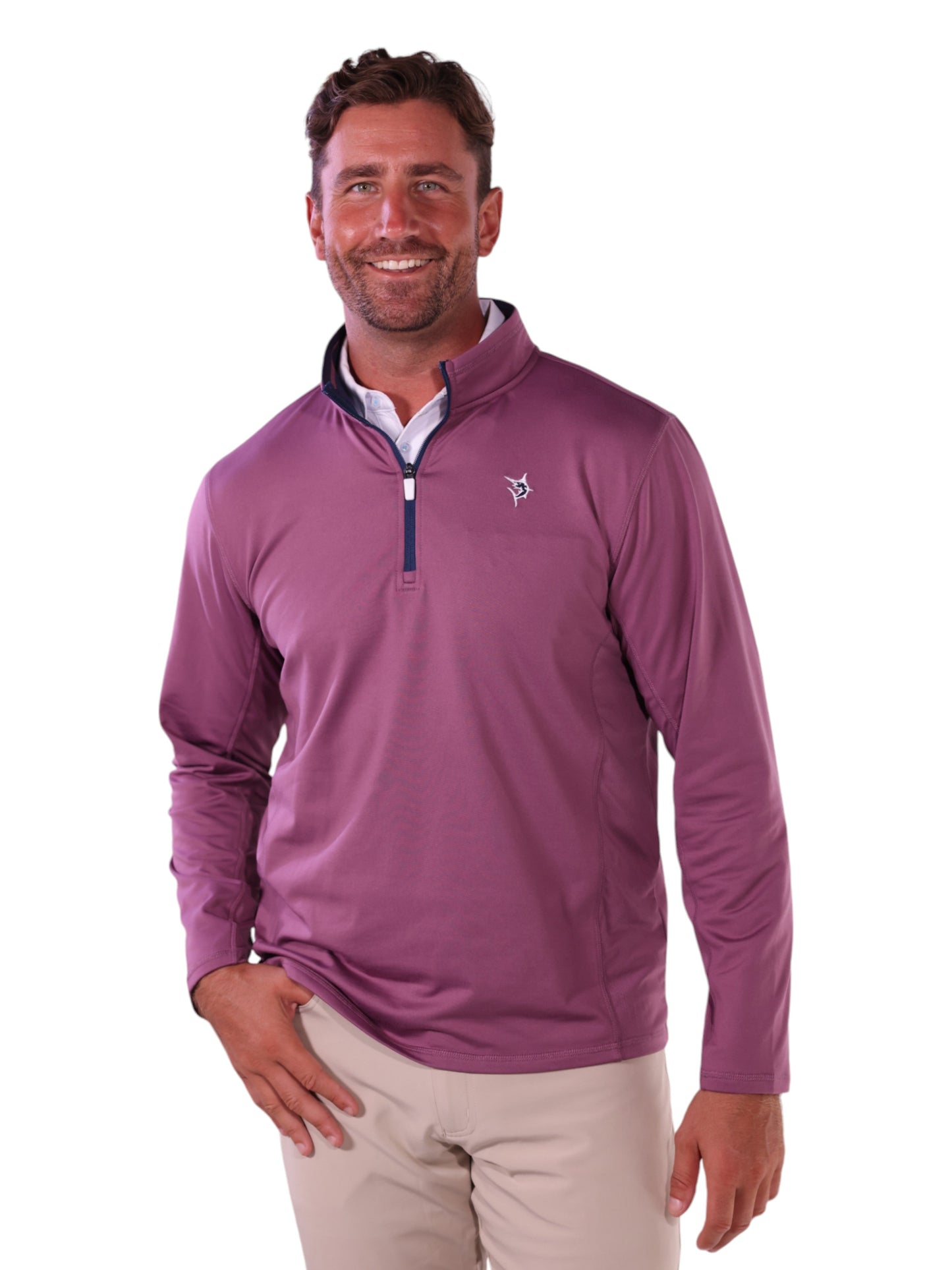 Montauk Quarter Zip Midweight Comfort from White Water Life in plum zip-neck knit top on Tampa Home & Garden Store