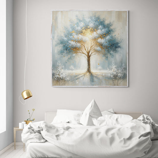 Canvas Print Mystic Tree by Tailored Canvases with blue and gold abstract foliage on Tampa Home & Garden Store