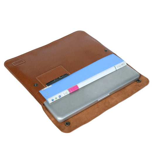 Slim buffalo leather laptop sleeve for 13in MacBook in brown by Classy Leather Bags on Tampa Home & Garden Store