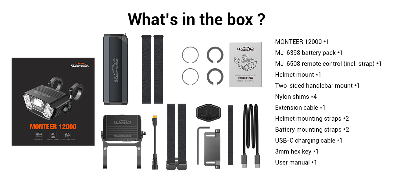 Magicshine MONTEER 12000 Mountain Bike Light,IPX6 Waterproof 12000 Lumen Max Output,20,000mAh Type-C Battery Pack with Reverse Charging Ultimate MTB Light - Tampa Home & Garden Store