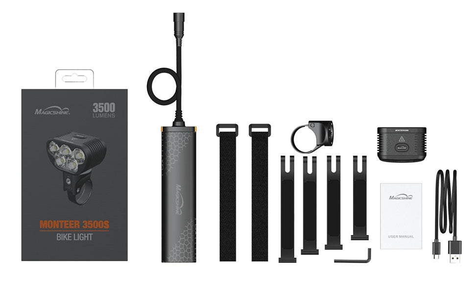 Magicshine Monteer 3500S Nebula Mountain Bike Light, 3500 lumens max Actual Output, 1800 Lumen Flood,1400 Lumen spot, 5200 mAh USB Rechargeable Battery Pack, IPX5 Water Resistent MTB Helmet Light - Tampa Home & Garden Store