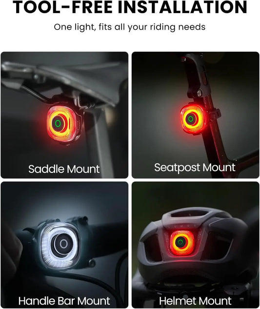 Magicshine Seemee 150 MAG rear bike light with 4 mounts saddle, seatpost, bar, helmet LED ring on Tampa Home & Garden Store