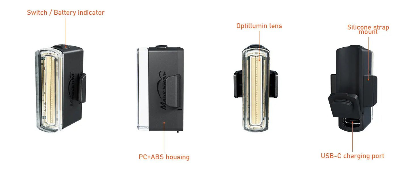 Magicshine 20 V2 tail light, compact black rear bike light with USB-C charging port on Tampa Home & Garden Store