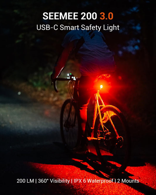 Magicshine SEEMEE 200 Rechargeable Bike Tail Lights,200 Lumens Max Output,360° Visibility Bicycle Lights, Smart Brake Sensor IPX6 Waterproof Rear Bike Lights 5 Modes for Road Urban Cyclists - Tampa Home & Garden Store