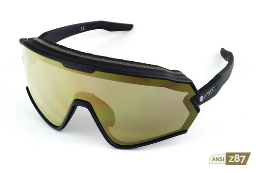 Magnum Sunglasses Z87.1 with Removable Lens, black frame, gold mirrored lenses, Havoc on Tampa Home & Garden Store