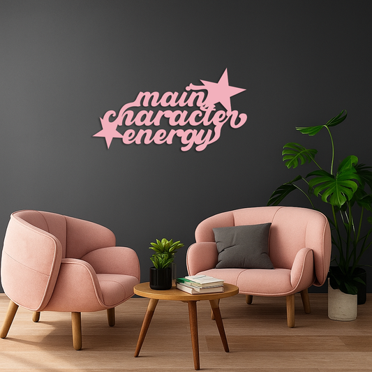 Main Character Energy Metal Wall Art – Bold Motivational Quote Sign - KAFGP098 - Tampa Home & Garden Store
