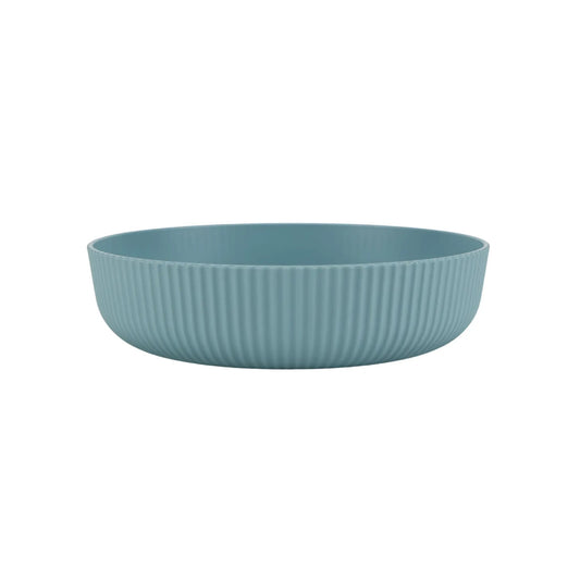 Ceramic dinner bowl blue ribbed on Tampa Home & Garden Store