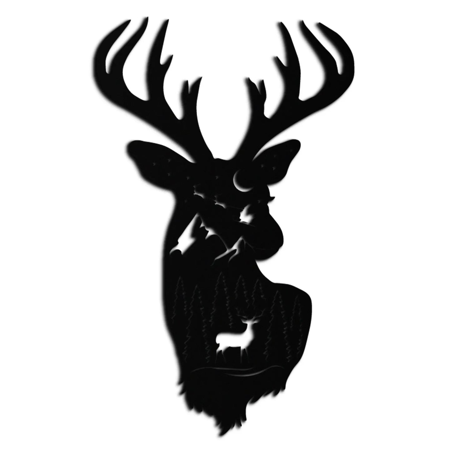 Majestic deer head metal wall art silhouette in black steel with antlers on Tampa Home & Garden Store