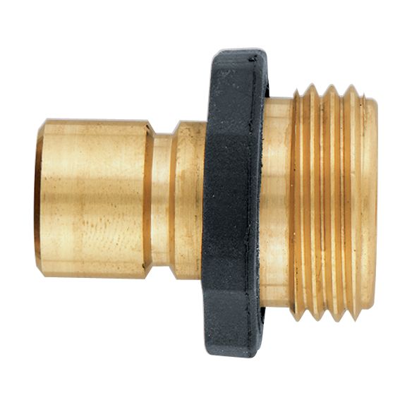 Brass male quick-connect hose adapter with black collar Orbit Irrigation quick-connect coupler on Tampa Home & Garden Store