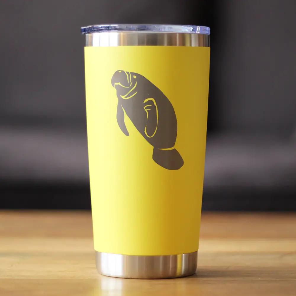 Manatee Insulated Coffee Tumbler with Sliding Lid yellow stainless steel 20oz bevvee on Tampa Home & Garden Store