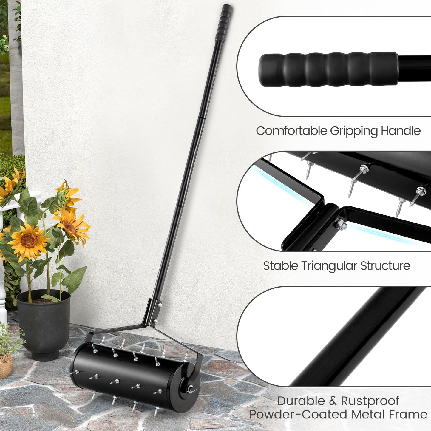 Aireador manual de césped de 18/21 pulgadas con mango desmontable - 18 pulgadas