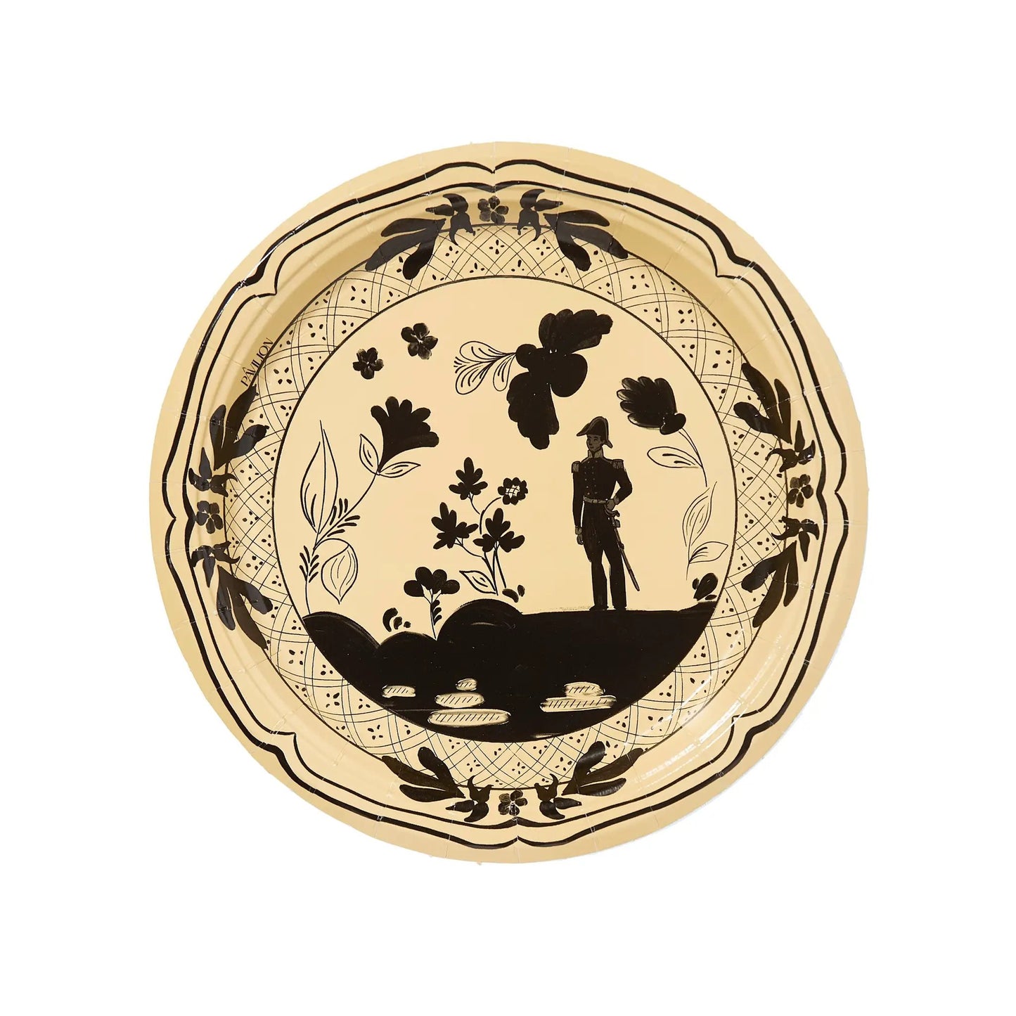 Margretta's Nashville Mini Hors D'oeuvres Plate beige paper plate with black silhouette on Tampa Home & Garden Store
