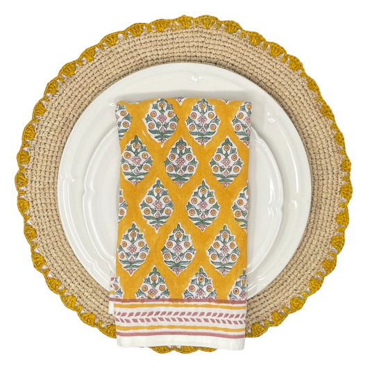 Marigold Raffia Placemats, Boho Round Natural Hand Woven Placemats, Table Mats for Dining Table - Tampa Home & Garden Store