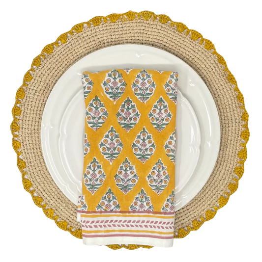 Marigold Raffia Placemats, Boho Round Natural Hand Woven Placemats, Table Mats for Dining Table - Tampa Home & Garden Store