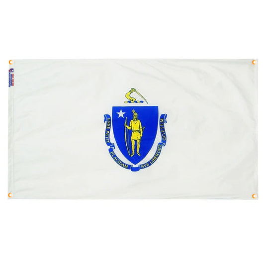 Massachusetts Flag with Grommets Along the Edges for Wall Hanging - Tampa Home & Garden Store
