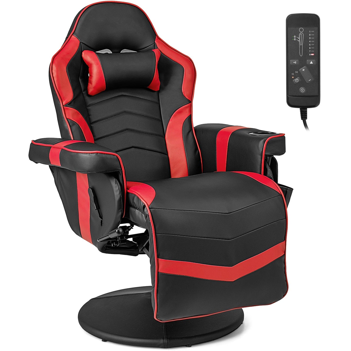 Massage Video Gaming Recliner Chair with Adjustable Height-Pink