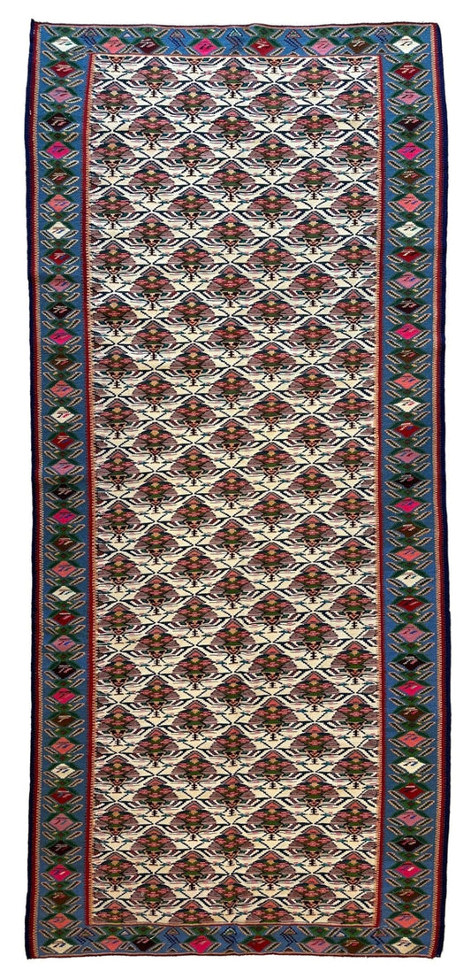 Masterpiece Vintage Persian Senneh Kilim Runner Rug 4’ x 9’ - Tampa Home & Garden Store
