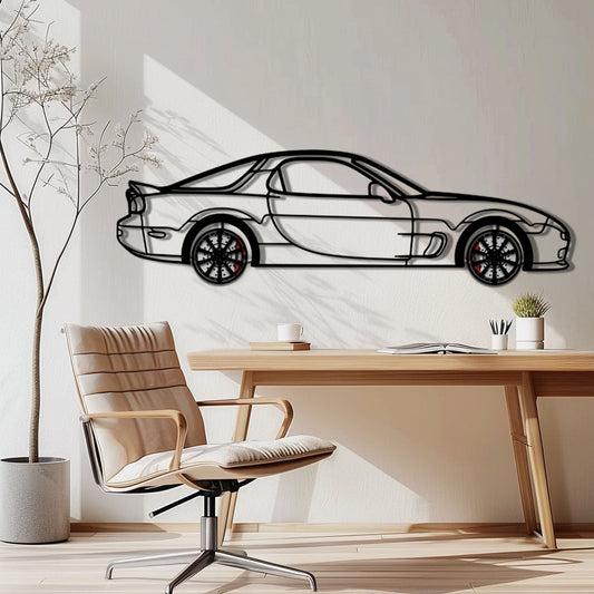 Mazda RX-7 Metal Car Wall Art with Rotating Wheels - FD3S Rotary Legend Silhouette - Interactive Automotive Wall Decor - KAFMEKA147 - Tampa Home & Garden Store