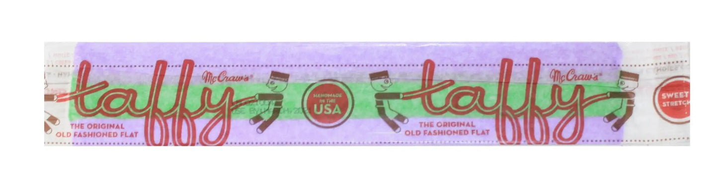 McCraw's Giant Old Fashioned Taffy Candy wrapper in pastel purple-green, handmade in USA on Tampa Home & Garden Store