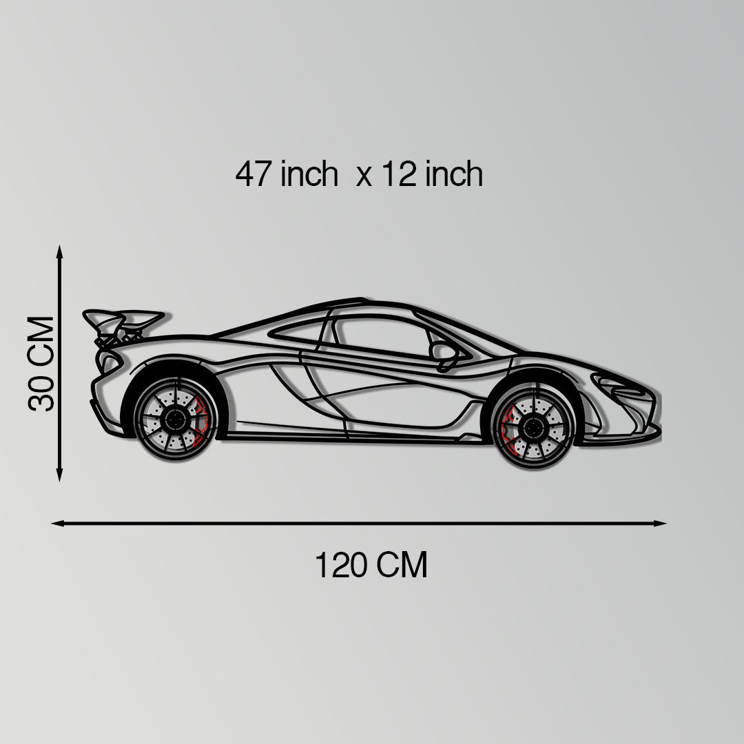 McLaren P1 Metal Car Wall Art with Rotating Wheels - Ultimate Hybrid Hypercar Silhouette - Interactive Automotive Wall Decor - KAFMEKA150 - Tampa Home & Garden Store