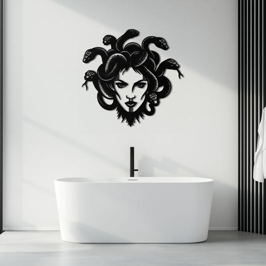 Medusa Metal Wall Art - Mythological Snake Hair Woman Steel Wall Decor- KAF481 - Tampa Home & Garden Store