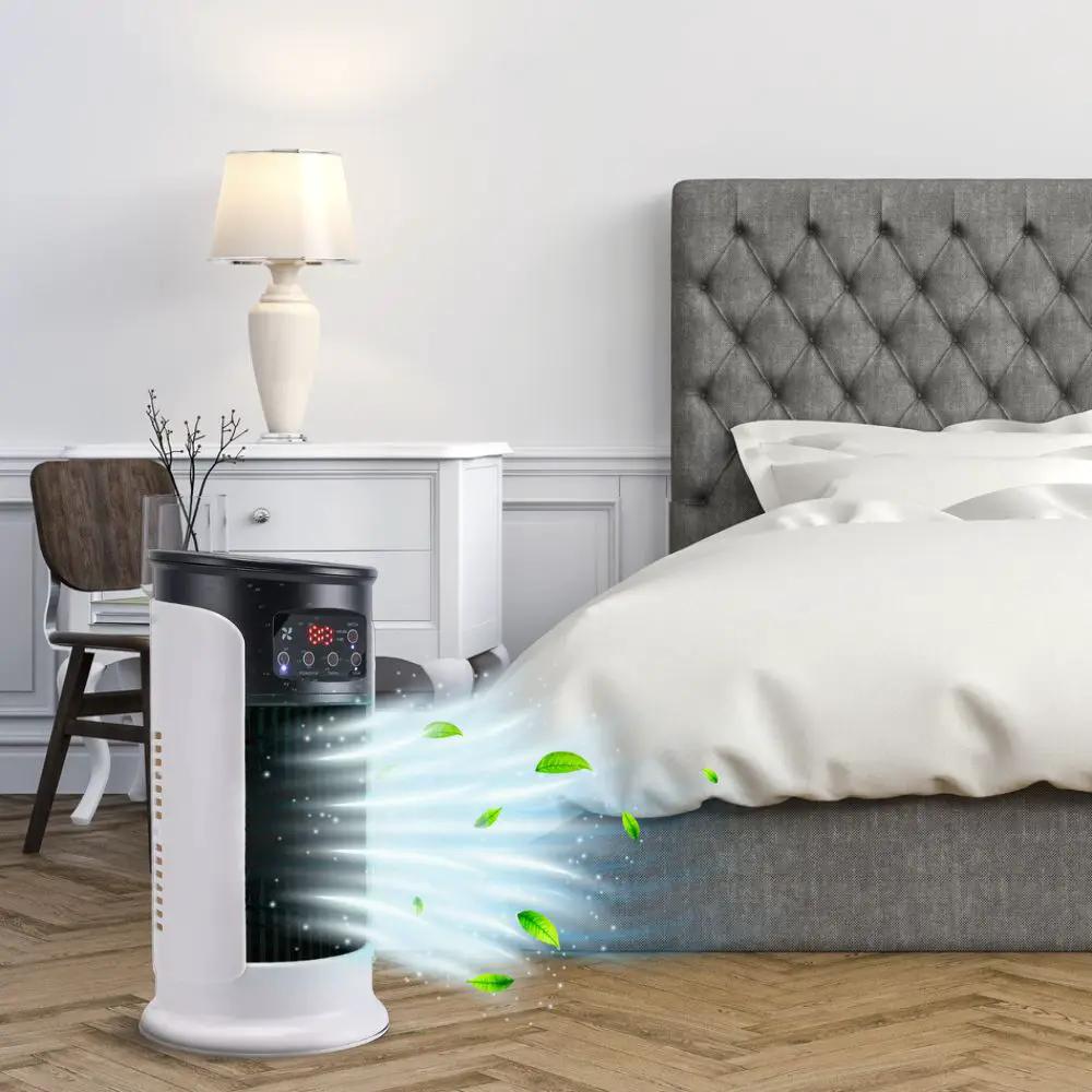 Portable evaporative cooler Moktan Sabai with water tank, white compact bedroom fan on Tampa Home & Garden Store