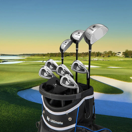 Men's 9-Piece Complete Golf Club Set with Ultimate irons in a black/blue carry bag on Tampa Home & Garden Store