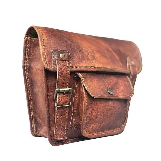 Mephisto motorbike side pouch saddlebag brown leather with brass buckle on Tampa Home & Garden Store