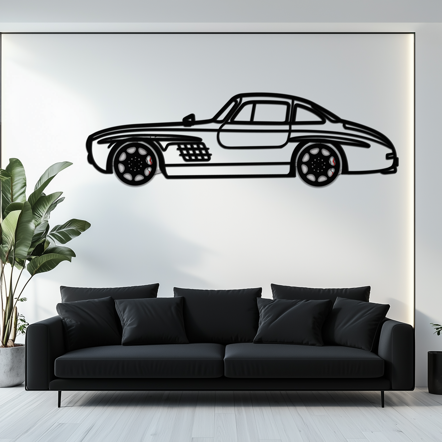 Mercedes 300 SL Metal Wall Art – Classic Gullwing Silhouette with Rotating Wheels ✨🏁KAFMEKA070 - Tampa Home & Garden Store