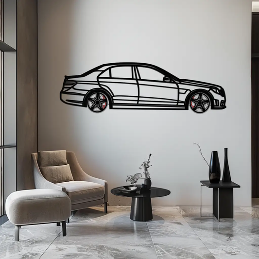 Mercedes E63 AMG metal car wall art sculpture with wheels Enova Art on Tampa Home & Garden Store