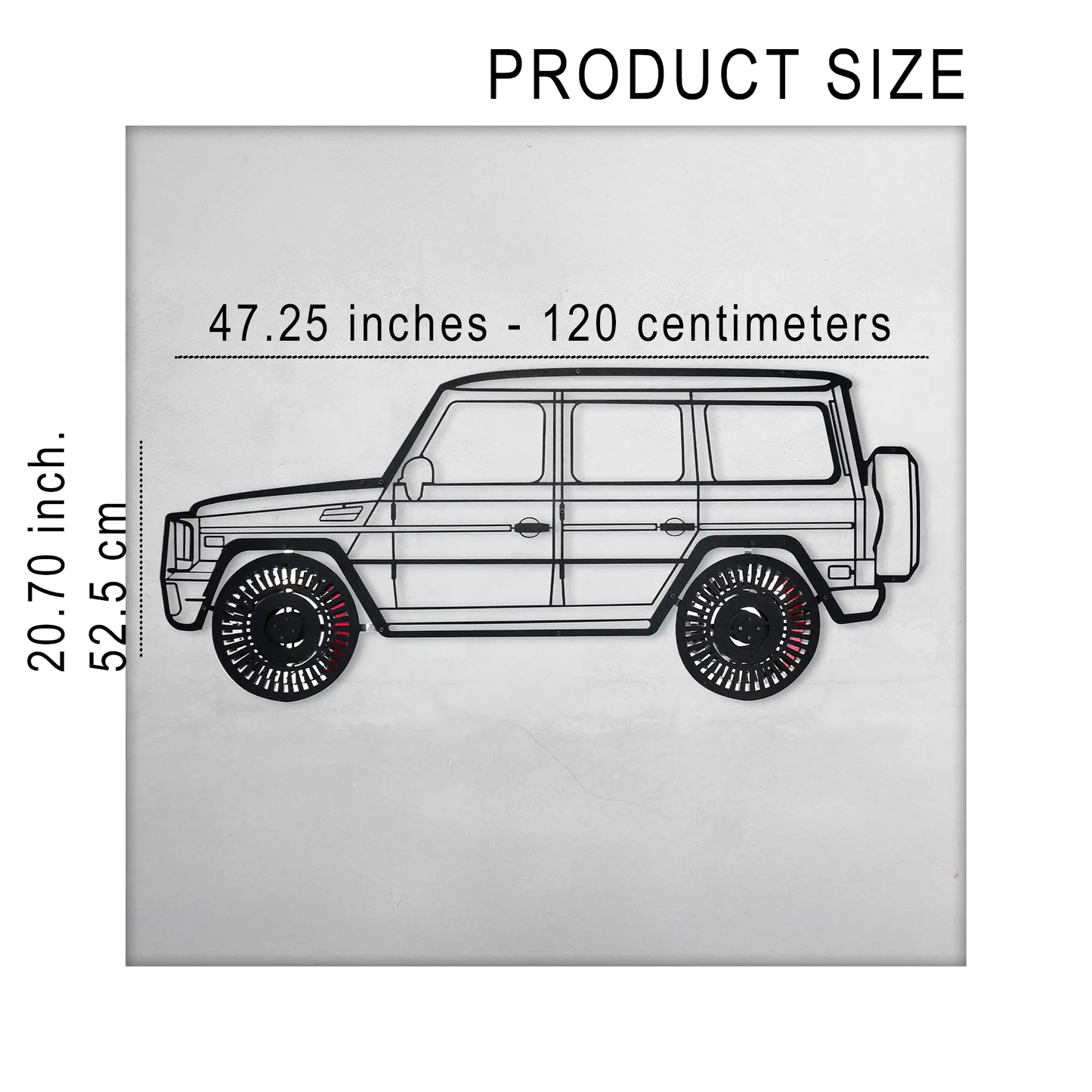 Mercedes G63 AMG wall art steel silhouette by Enova Art, 4x4 car decor on Tampa Home & Garden Store