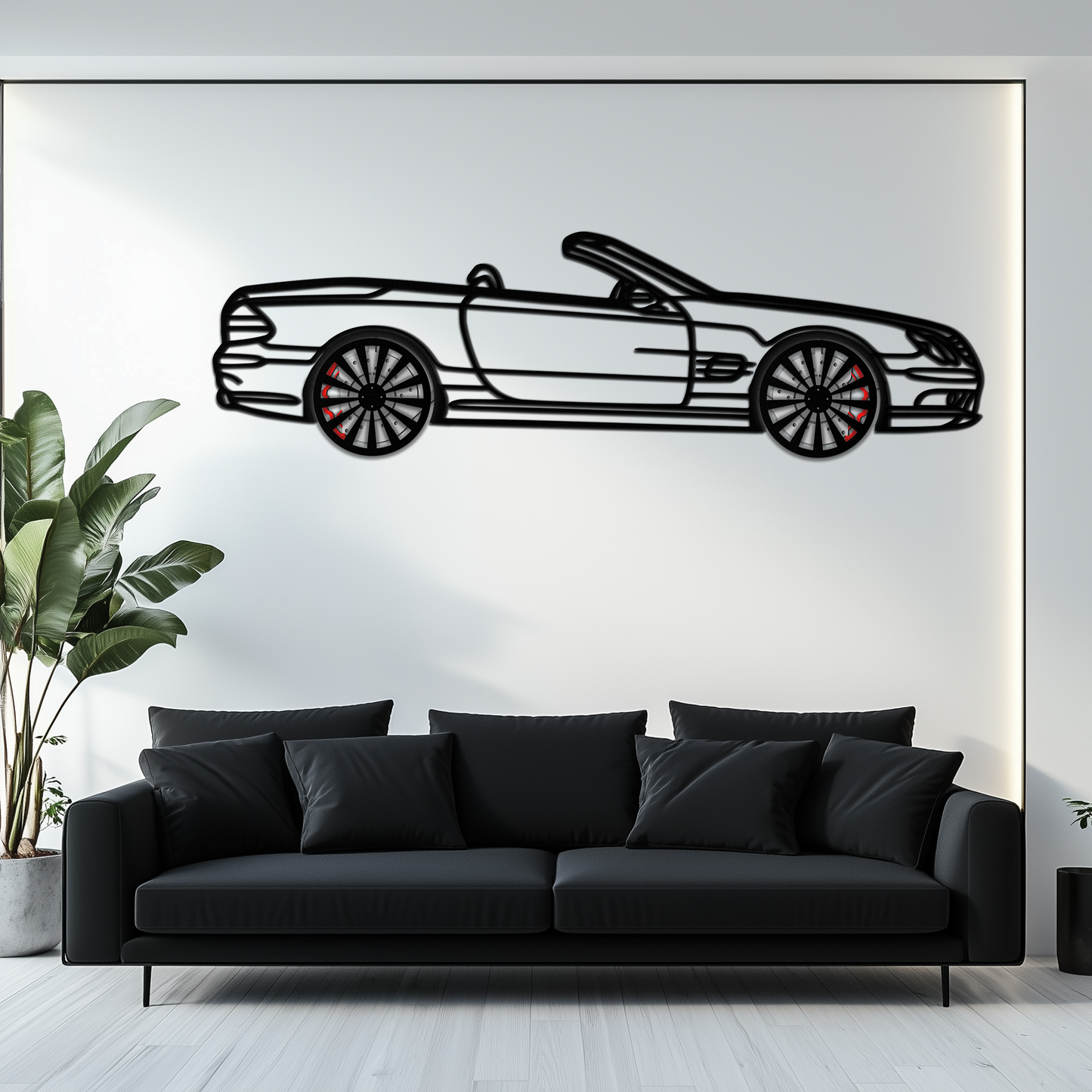 Mercedes SL55 R230 Metal Wall Art – Rotating Wheels Car Silhouette Decor – AMG-Inspired Gift for Car Lovers 🚗✨ -KAFMEKA082 - Tampa Home & Garden Store