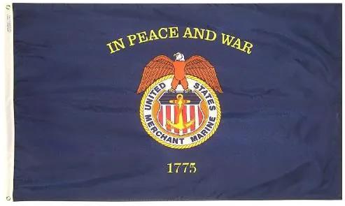 Merchant Marine outdoor flag navy with gold seal emblem, Flagman of America, Made in USA on Tampa Home & Garden Store