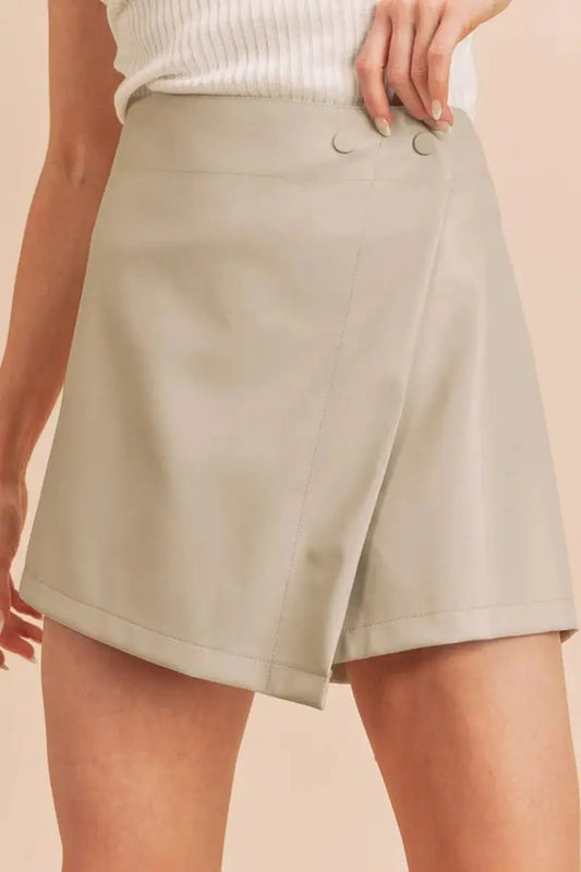 Merima vegan skort with wrap, beige, button closure, Elevate Marketplace skort on Tampa Home & Garden Store