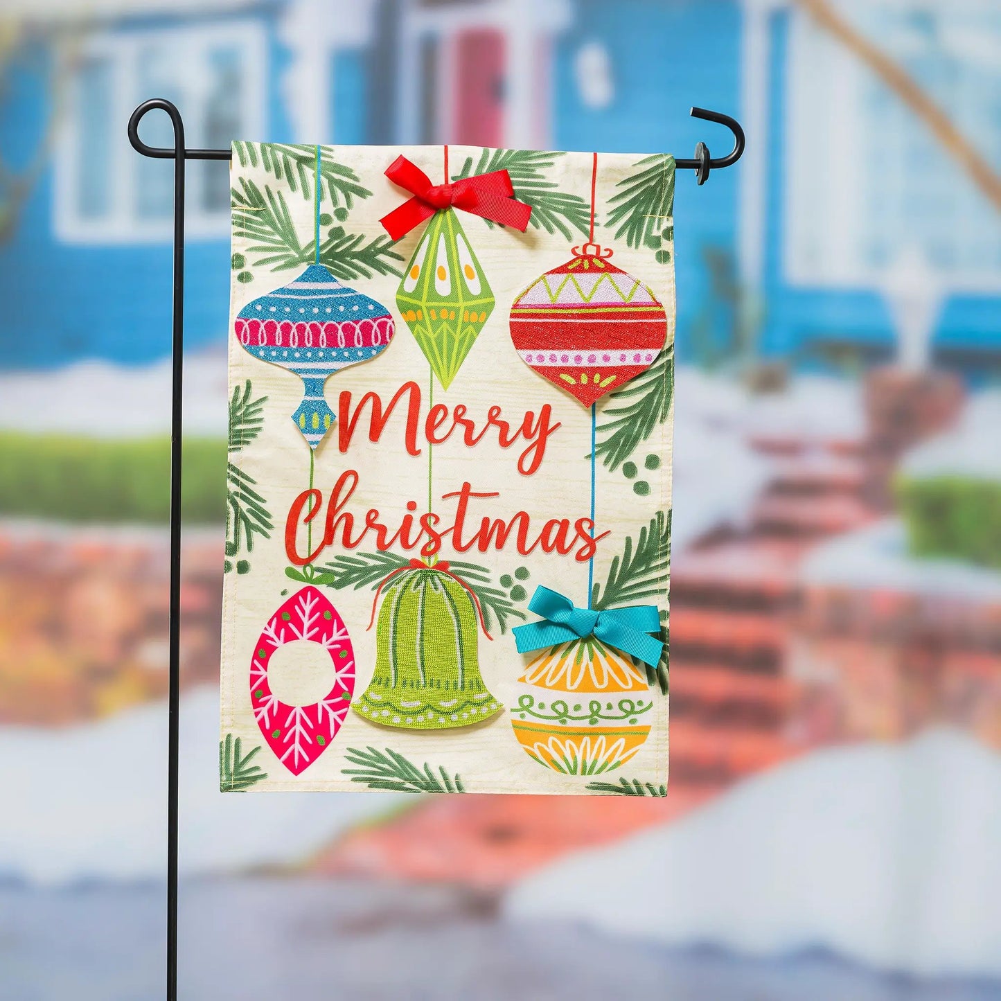 Merry Christmas Ornaments Garden Linen Flag - Tampa Home & Garden Store