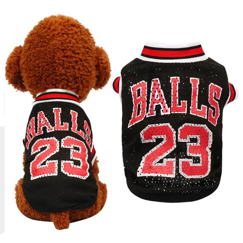 Mesh Basketball Jersey For Dogs and Cats black with red white trim, number 23, 2 displays on Tampa Home & Garden Store