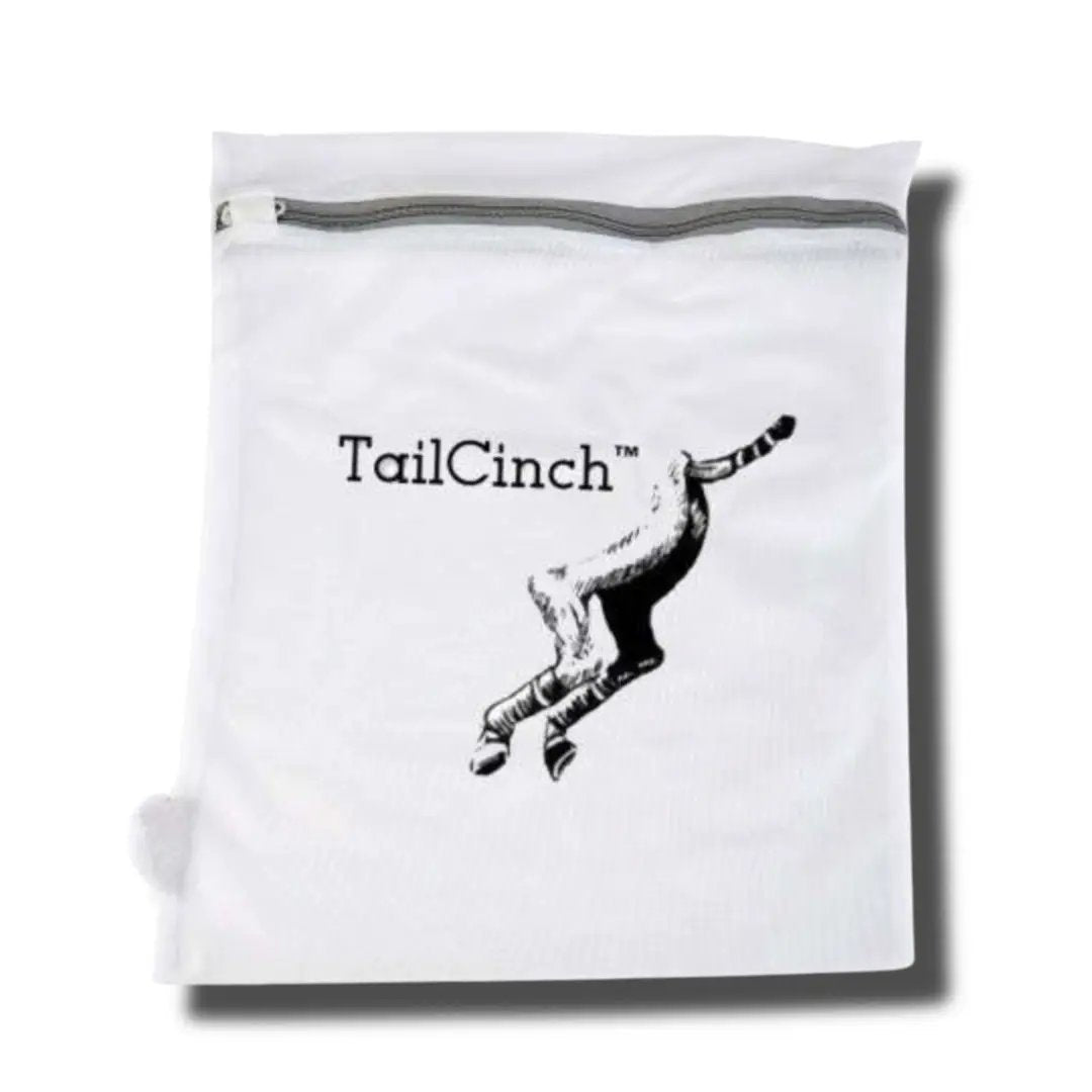 Mesh Laundry and Storage Bag for Cinches, white bag with gray zipper, The Tail Cinch on Tampa Home & Garden Store