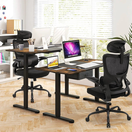 DirectDeals mesh office chairs with adaptive lumbar support two black mesh chairs on Tampa Home & Garden Store