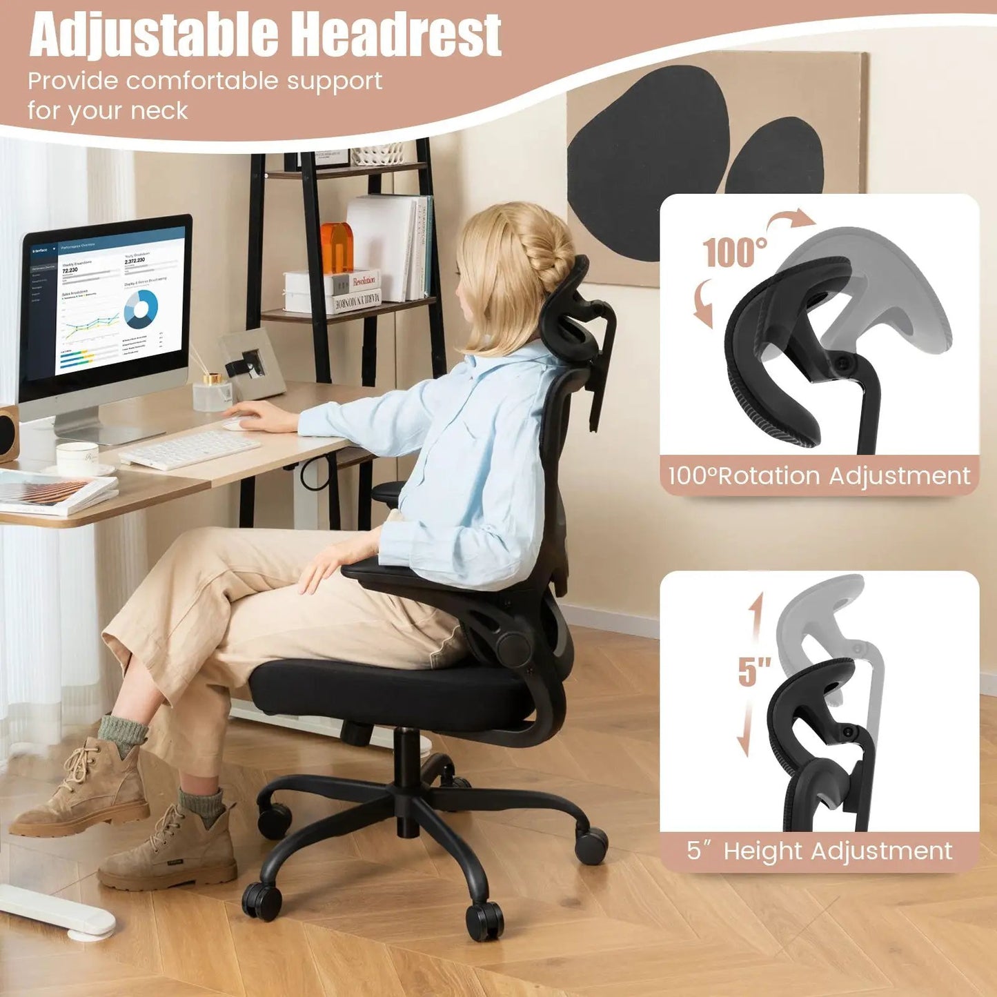 DirectDeals Mesh Office Chair with Adaptive Lumbar Support, black mesh back on Tampa Home & Garden Store