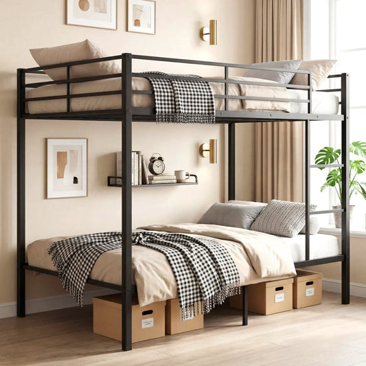 Metal bunk bed Full over Full with black guardrail, DirectDeals steel frame on Tampa Home & Garden Store
