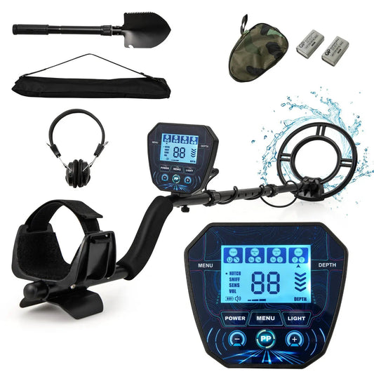 Metal Detector with Backlit LCD Display and DSP Chip kit, black with coil, headphones, case on Tampa Home & Garden Store