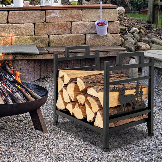 Metal Firewood Rack with Dual Handles