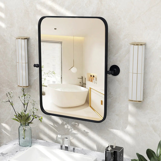 Black metal framed pivot wall mirror 30x22 wall mount DirectDeals on Tampa Home & Garden Store