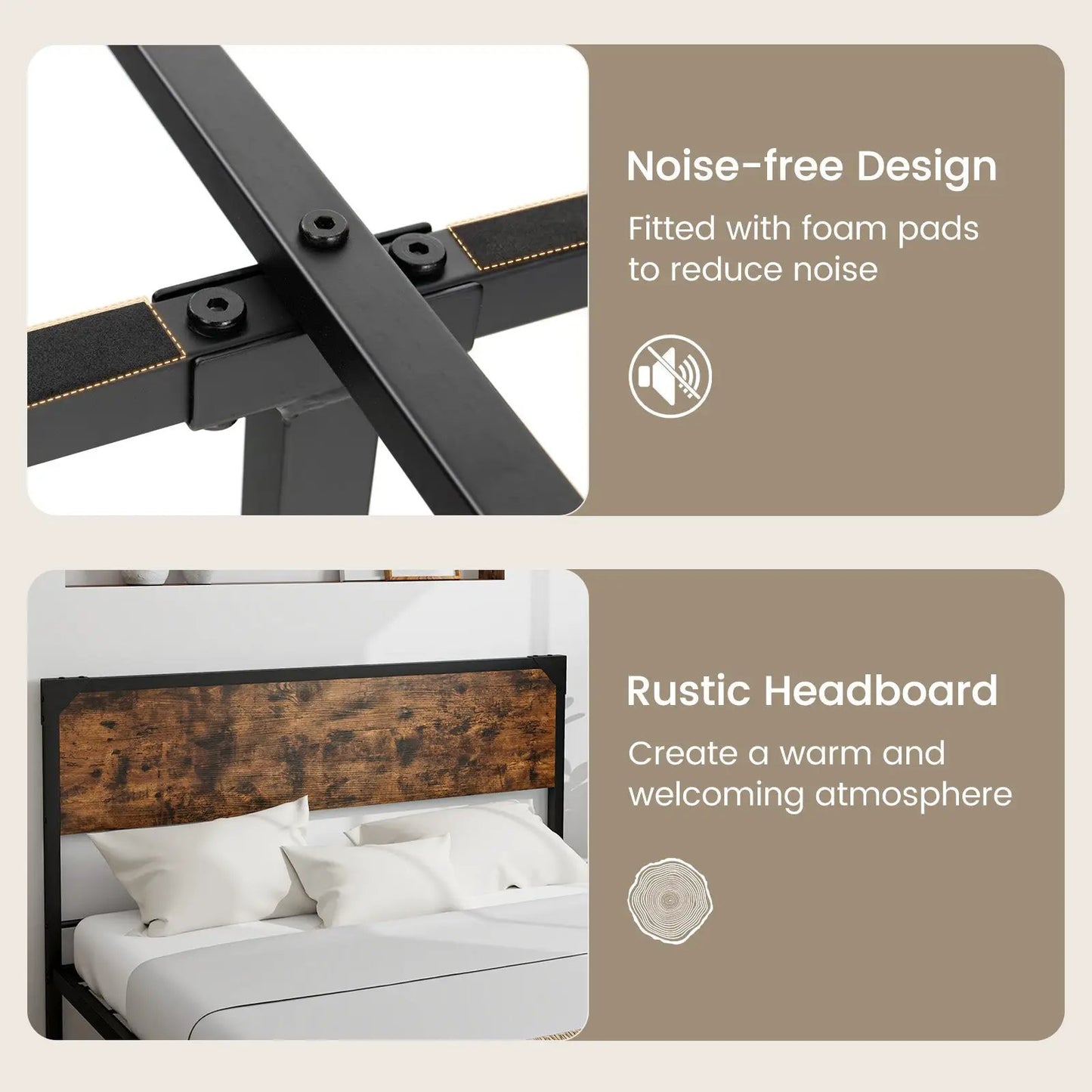 Platform Full/Queen Bed with Rustic Headboard and Footboard-Full Size - Tampa Home & Garden Store
