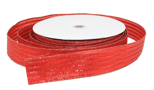 Metallic Red Stripe Ribbon 1.5 Inch wide by The Country Christmas Loft by the Yard on Tampa Home & Garden Store