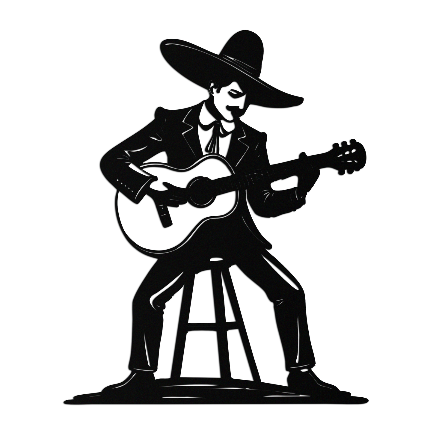 Mexican Musician Metal Wall Art – Black Steel Guitarist Day of the Dead Decor- KAF510 - Tampa Home & Garden Store