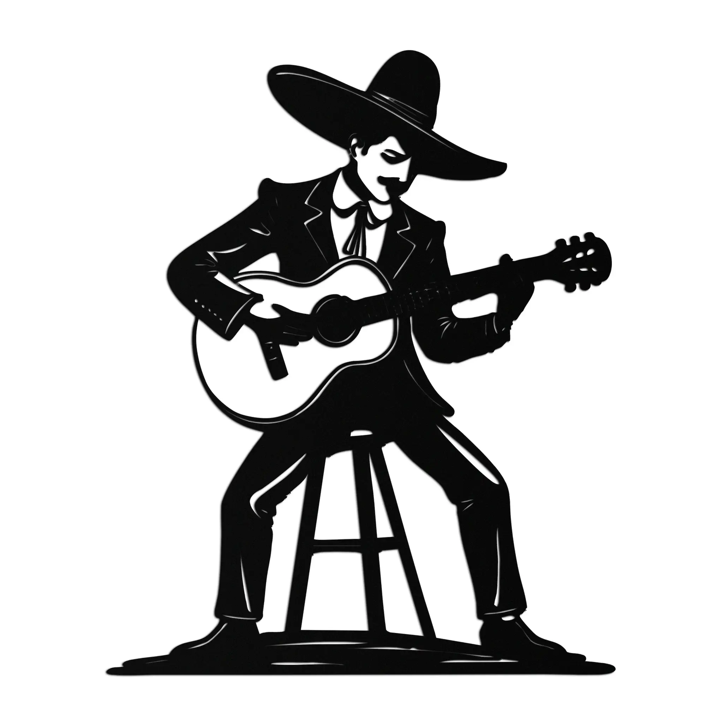 Mexican Musician Wall Art Black Steel Guitarist silhouette on Tampa Home & Garden Store