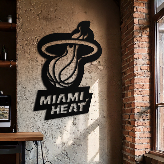 Miami Heat Basketball Logo Metal Wall Art – Sports-Inspired Modern Home Decor- KAF675 - Tampa Home & Garden Store