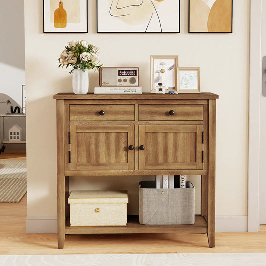 Walnut mid-century console table with 2 drawers on Tampa Home & Garden Store